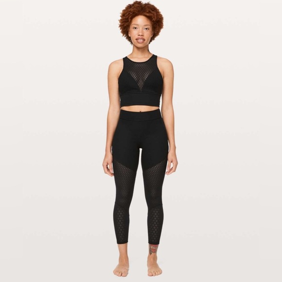 Lululemon Geo Bra *lululemon lab Longline Honeycomb Mesh in Black W2BGGS - Picture 4 of 10